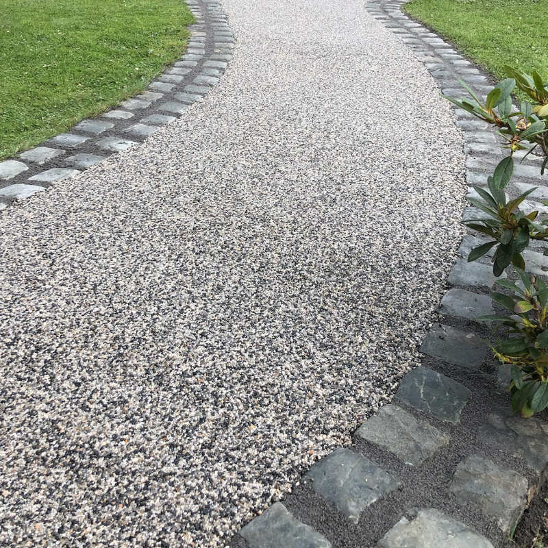 Resin pathway and cobbles